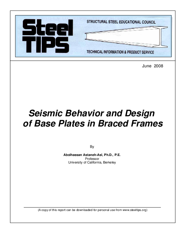 (PDF) Seismic Behavior and Design of Base Plates in Braced Frames ...