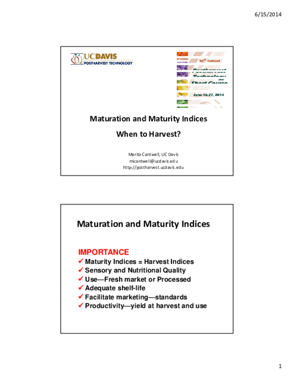 (PDF) Maturation and Maturity Indices When to Harvest? Maturation and