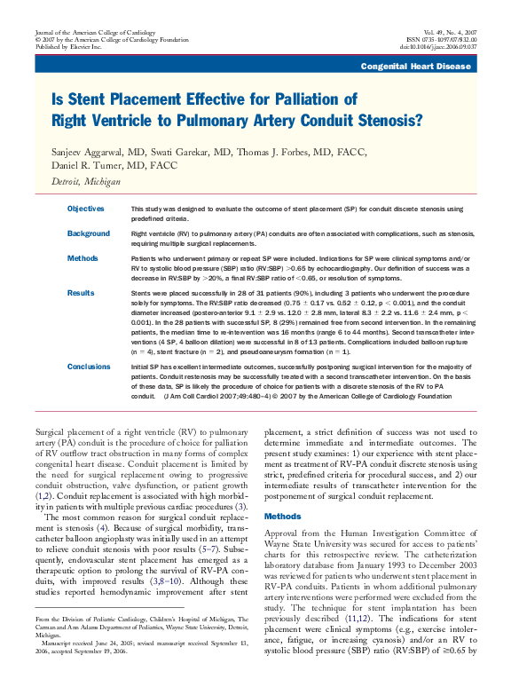 (PDF) Artery Conduit Stenosis? Is Stent Placement Effective for ...