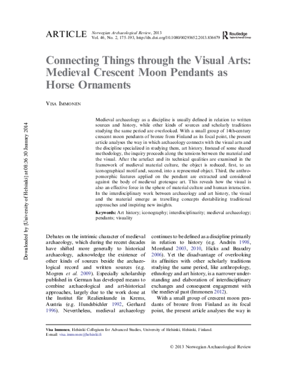 Connecting things through the visual arts – Medieval crescent moon pendants as horse ornaments