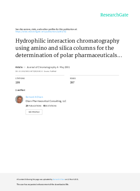 (PDF) Hydrophilic interaction chromatography using amino and silica