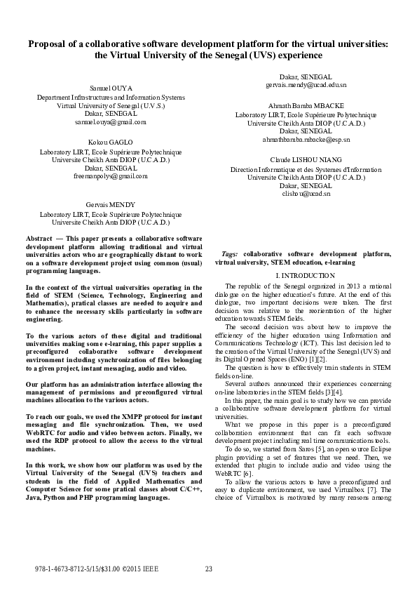 (PDF) Proposal of a collaborative software development platform for the ...