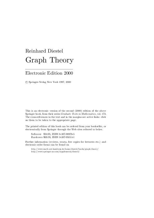Reinhard diestel graph theory