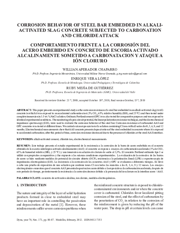 (PDF) Corrosion Behavior of Steel Bar Embedded in Alkali-Activated Slag ...