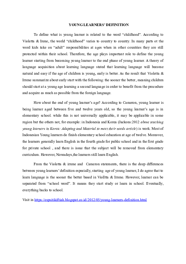 (DOC) YOUNG LEARNERS definition Siti Kiftiah Academia.edu