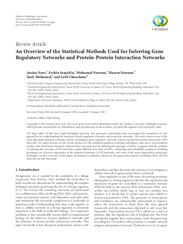 (PDF) An Overview of the Statistical Methods Used for Inferring Gene ...