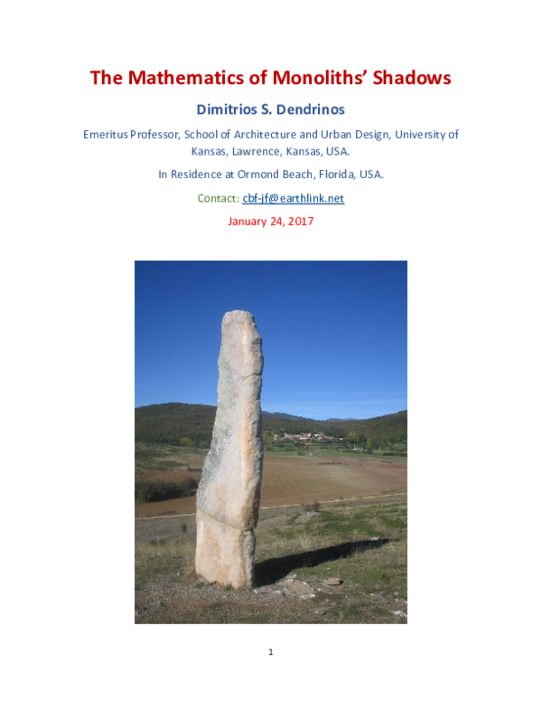 (PDF) The Mathematics of Monoliths' Shadows