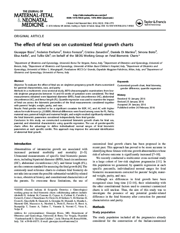 (PDF) The effect of fetal sex on customized fetal growth charts ; on ...