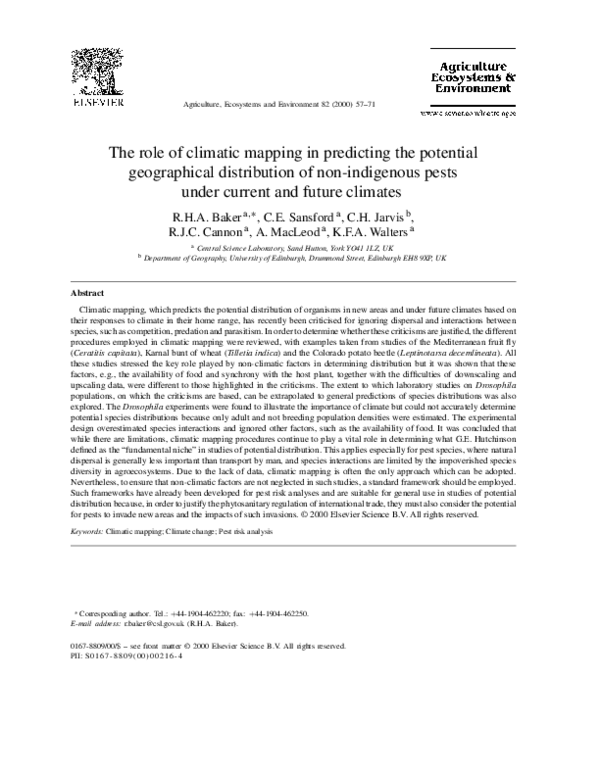 (PDF) The role of climatic mapping in predicting the potential ...