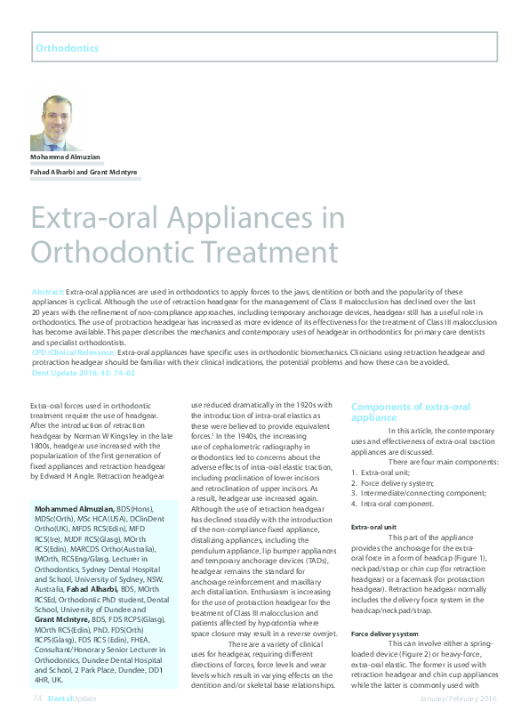 (PDF) ExtraOral Appliances in Orthodontic Treatment Mohammed