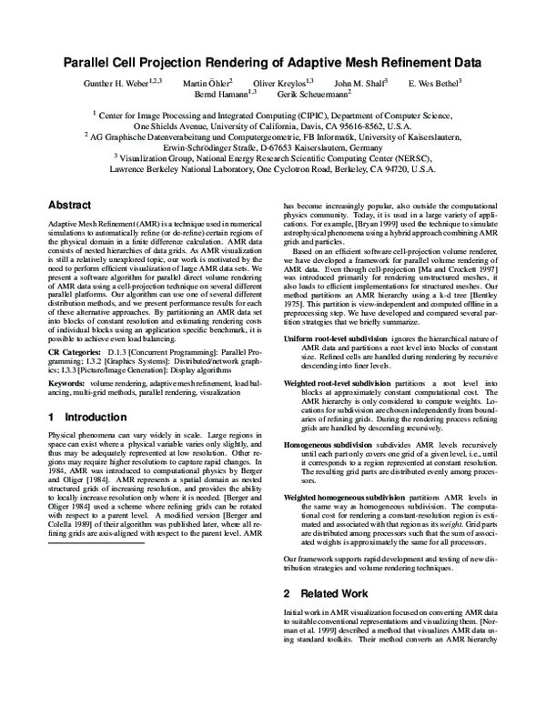 (PDF) Parallel cell projection rendering of adaptive mesh refinement data
