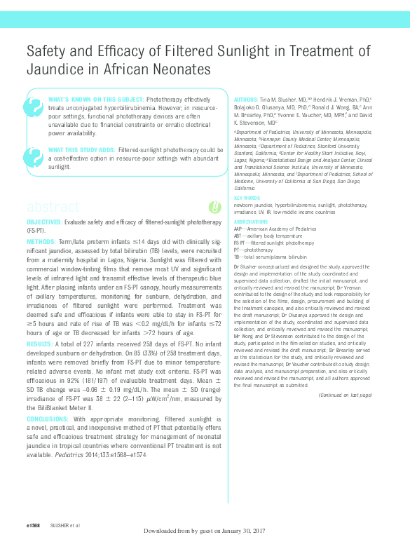 (PDF) Safety and efficacy of filtered sunlight in treatment of jaundice