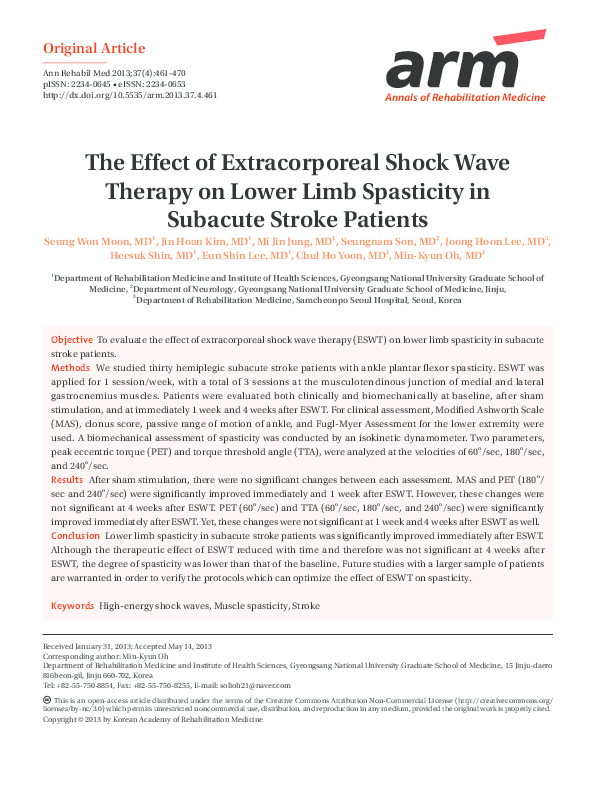 (PDF) The Effect of Extracorporeal Shock Wave Therapy on Lower Limb ...