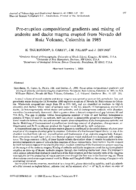 (PDF) Pre-eruption compositional gradients and mixing of andesite and ...