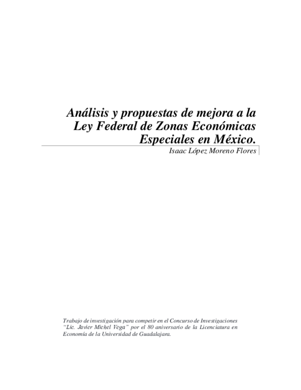 (PDF) Propuestas de mejora a la Ley Federal de Zonas Economicas ...