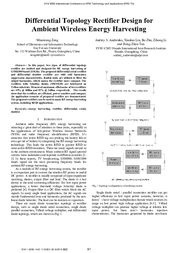 (PDF) Differential Topology Rectifier Design for Ambient Wireless ...