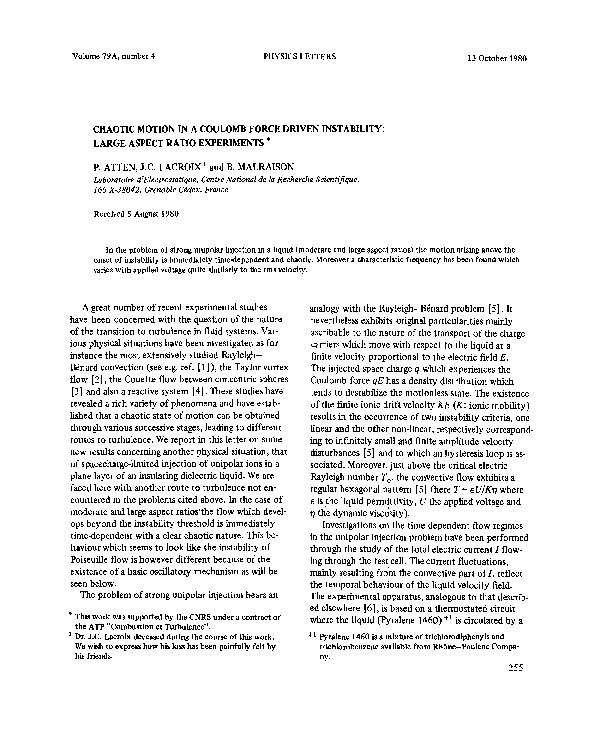 (PDF) Chaotic motion in a coulomb force driven instability: Large ...