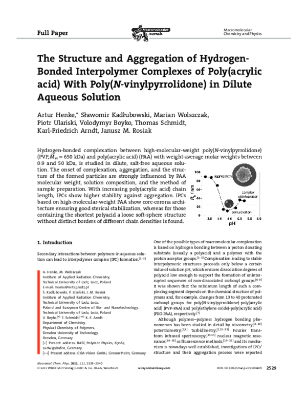 (PDF) The Structure and Aggregation of Hydrogen-Bonded Interpolymer ...