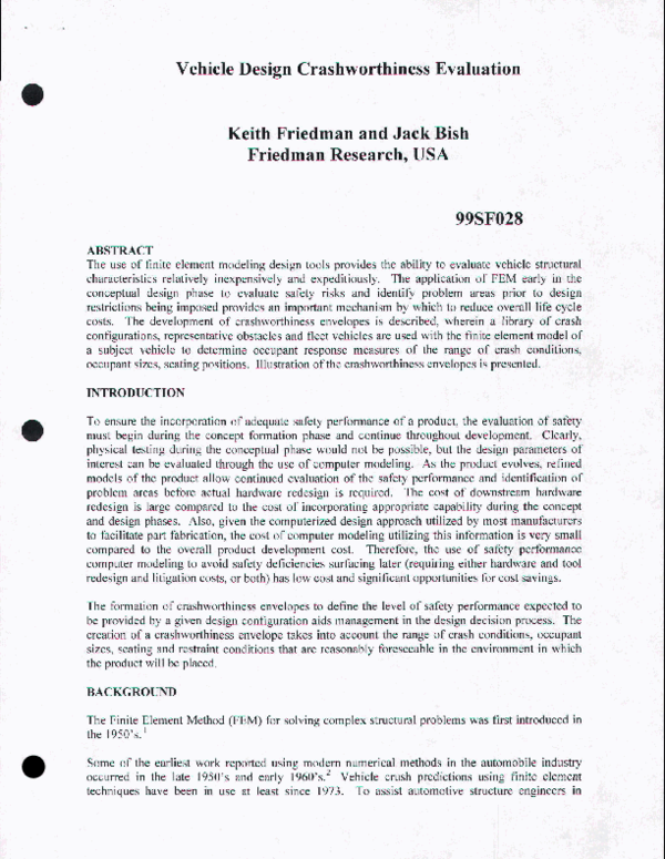 (PDF) VEHICLE DESIGN CRASHWORTHINESS EVALUATION
