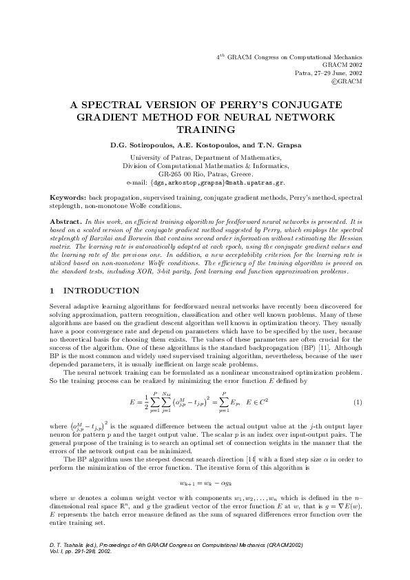 (PDF) A Spectral Version of Perry's Conjugate Gradient Method for ...