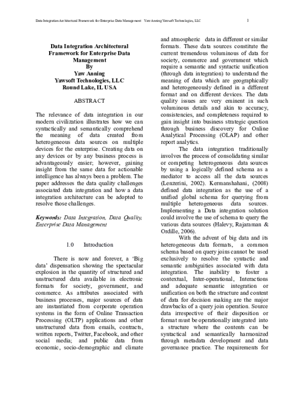 (DOC) Data Integration Architectural Framework for Enterprise Data ...