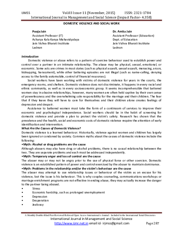 (PDF) Domestic violence and social work