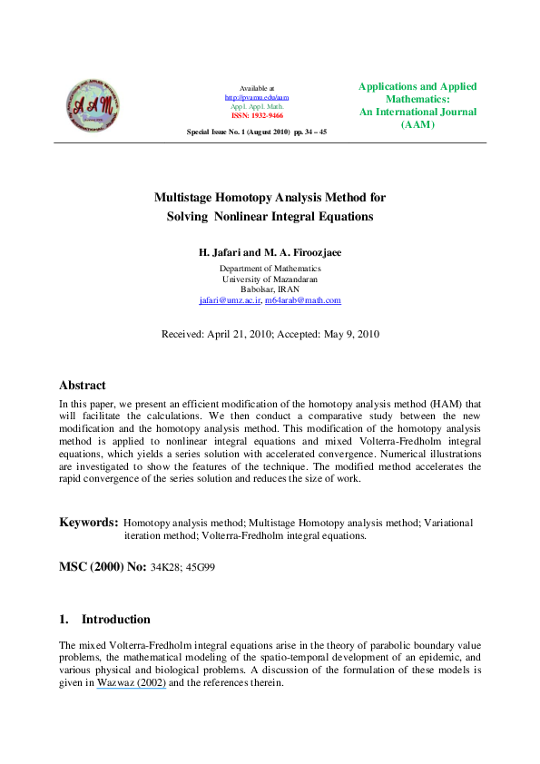 (PDF) Multistage Homotopy Analysis Method for Solving Non-Linear ...