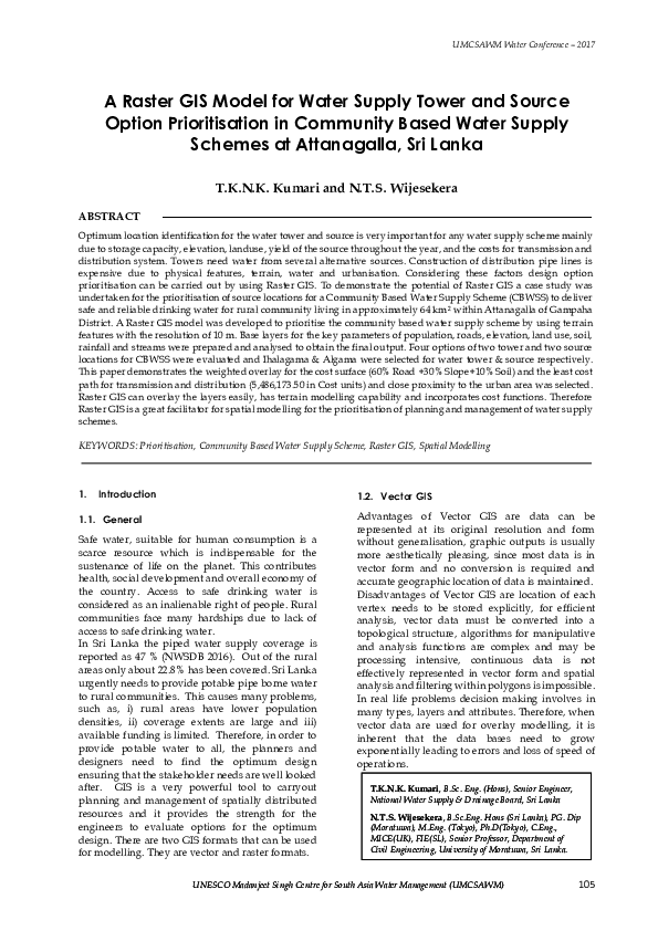 (PDF) Raster GIS Model for Water Supply Tower and Source Option ...