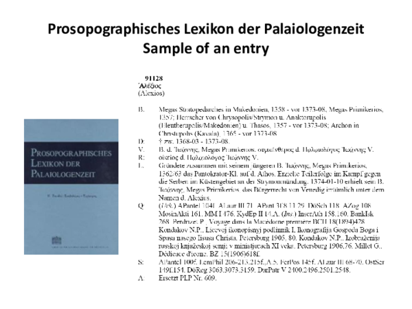prosopographisches lexikon der palaiologenzeit prosopographisches lexikon der palaiologenzeit