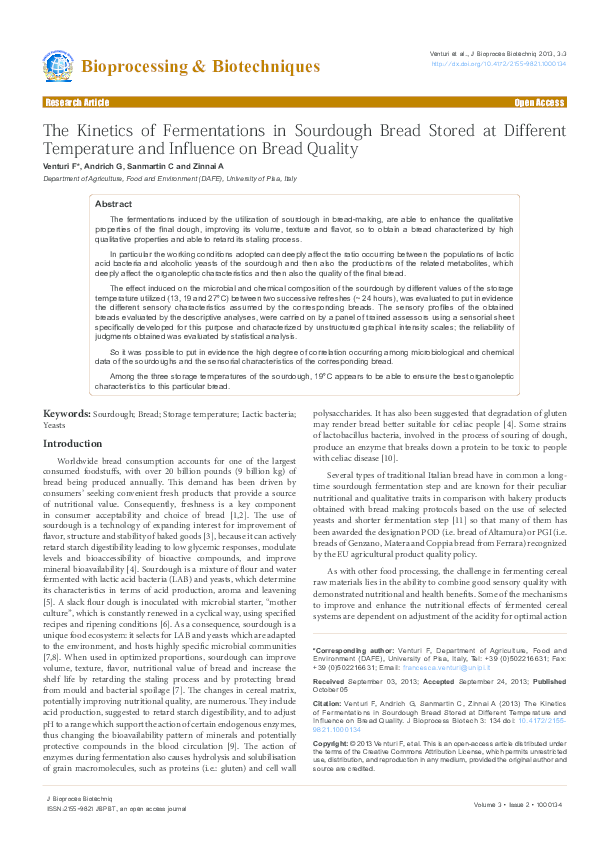 (PDF) The Kinetics of Fermentations in Sourdough Bread Stored at ...