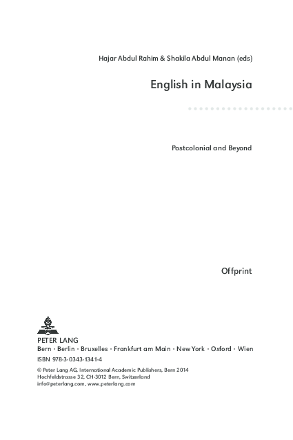 Pdf Malaysian English Lexis Postcolonial And Beyond Hajar Abdul Rahim Academia Edu