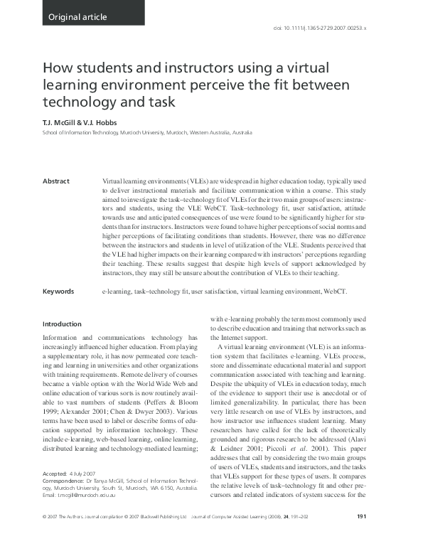 (PDF) How students and instructors using a virtual learning environment ...