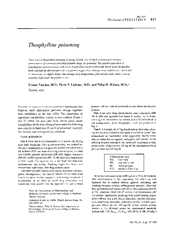 (PDF) Theophylline poisoning Yvonne Vaucher Academia.edu