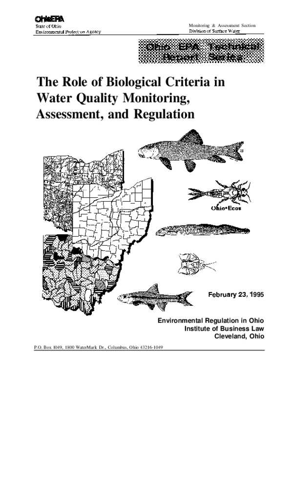 (PDF) Monitoring & Assessment Section The Role of Biological Criteria