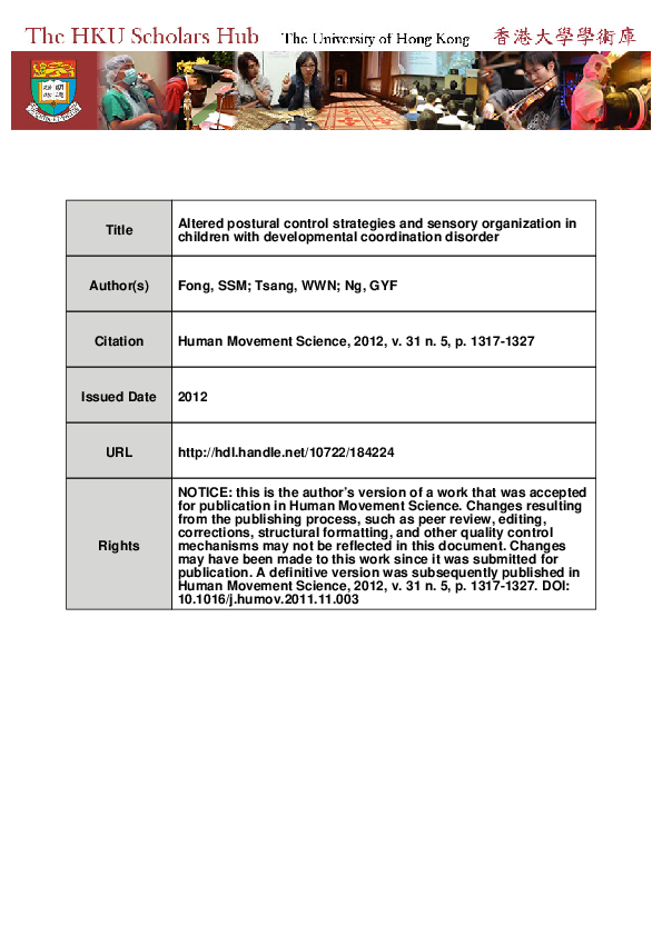 (PDF) Altered postural control strategies and sensory organization in ...