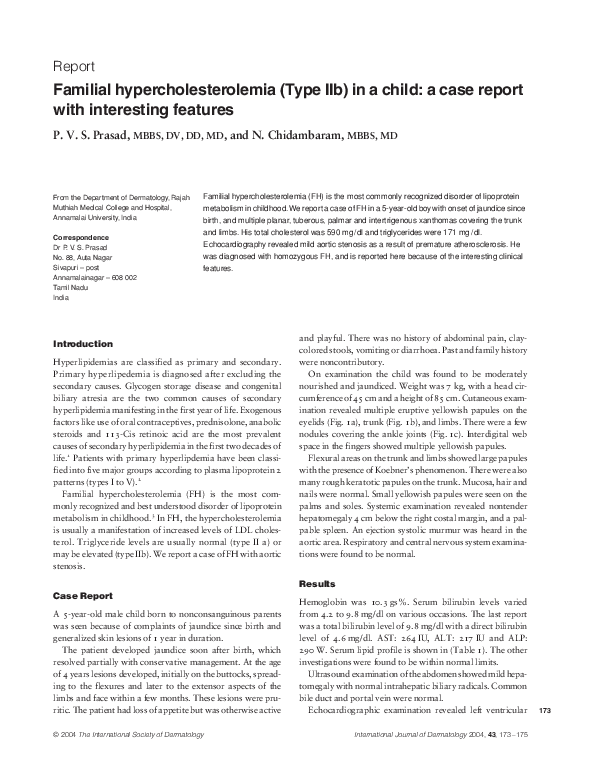 (PDF) Familial hypercholesterolemia (Type IIb) in a child: a case ...