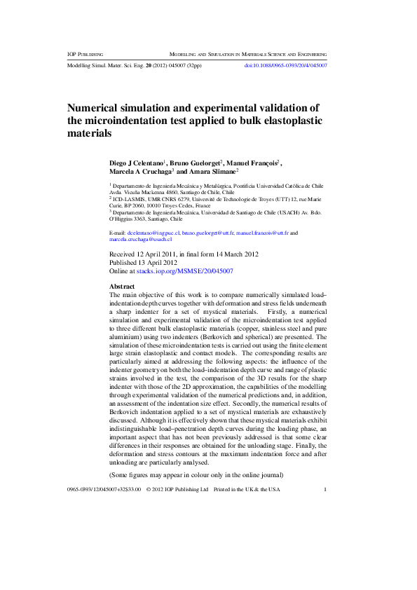 (PDF) Numerical simulation and experimental validation of the ...