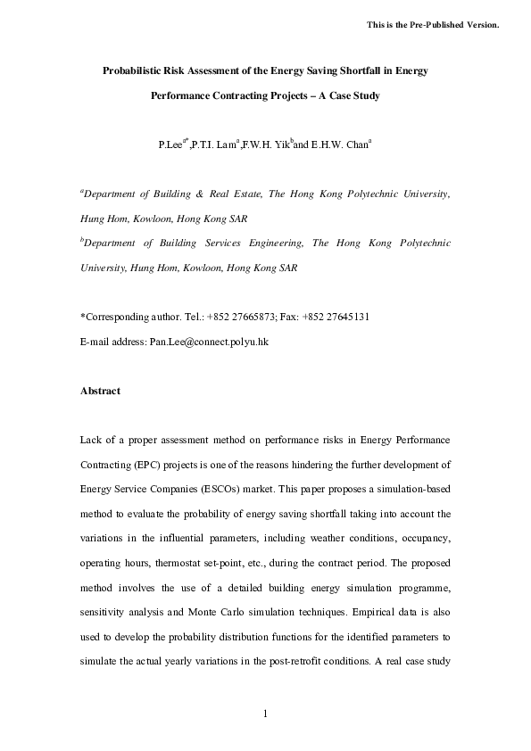 (PDF) Probabilistic risk assessment of the energy saving shortfall in ...