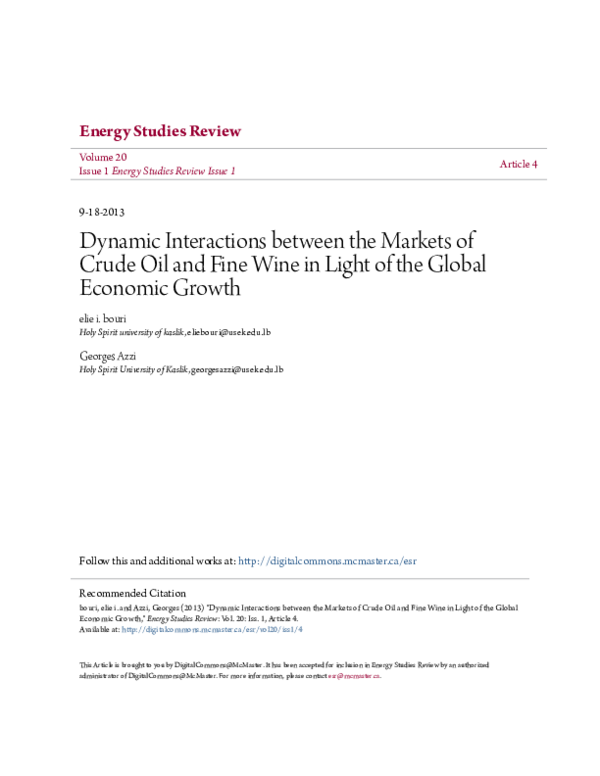 (PDF) Dynamic Interactions between the Markets of Crude Oil and Fine ...