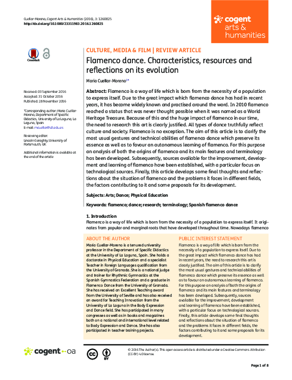 (PDF) Flamenco dance. Characteristics, resources and reflections on its ...