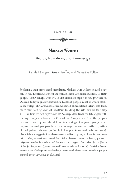 (PDF) Naskapi Women Words, Narratives, and Knowledge