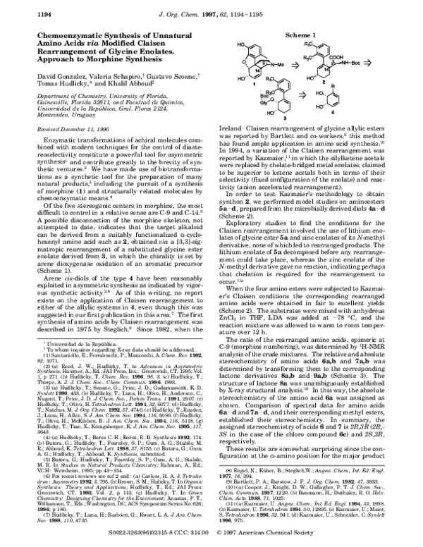 (PDF) Chemoenzymatic Synthesis of Unnatural Amino Acids via Modified ...