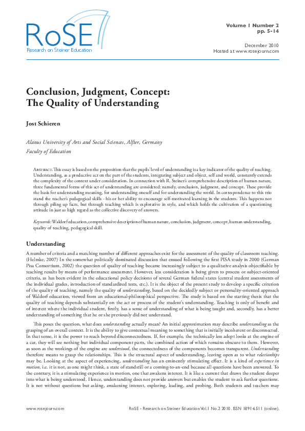 (PDF) Conclusion, Judgment, Concept: The Quality of Understanding