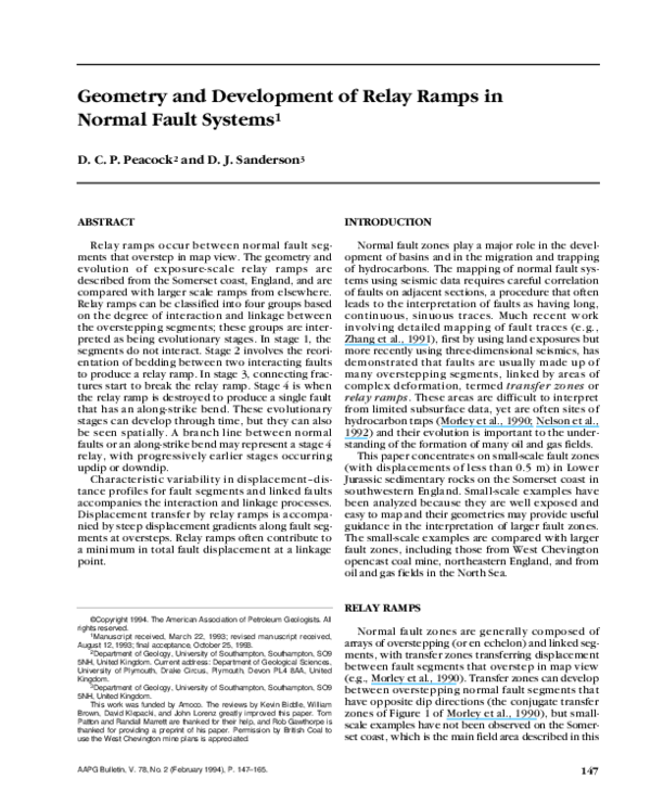 (PDF) Geometry and Development of Relay Ramps in Normal Fault Systems