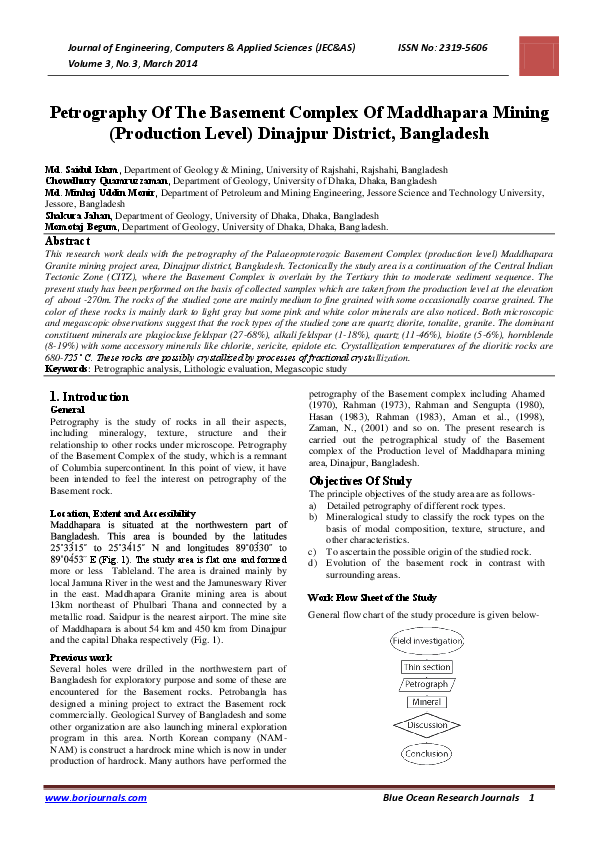 (PDF) Petrography Of The Basement Complex Of Maddhapara Mining