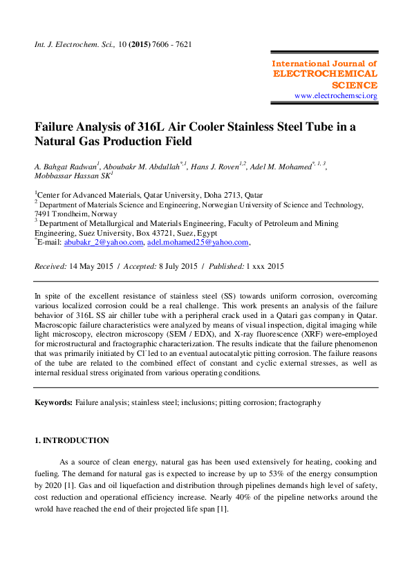 (PDF) Failure Analysis of 316L Air Cooler Stainless Steel Tube in a ...