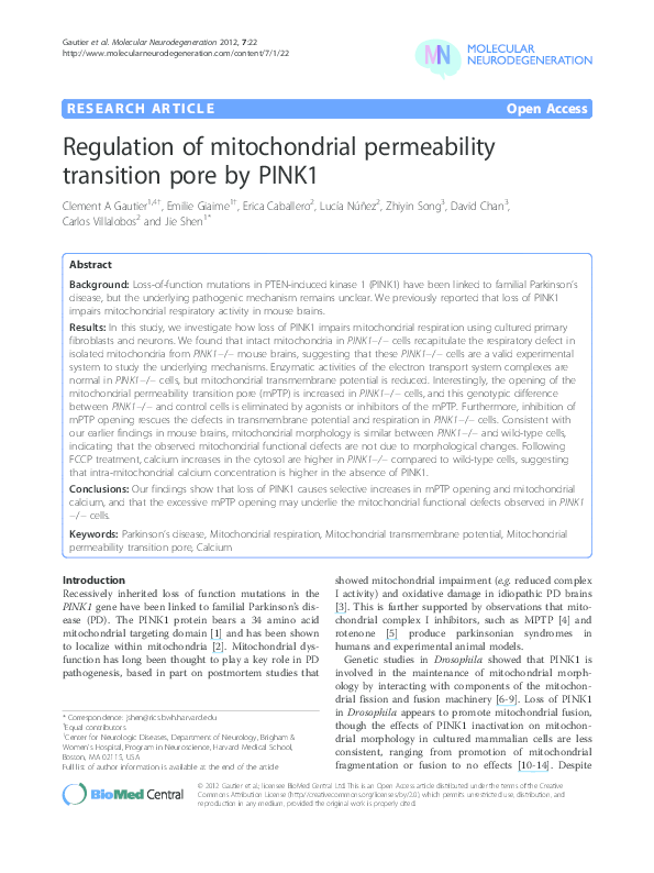 (PDF) Regulation of the Mitochondrial Permeability Transition Pore by ...