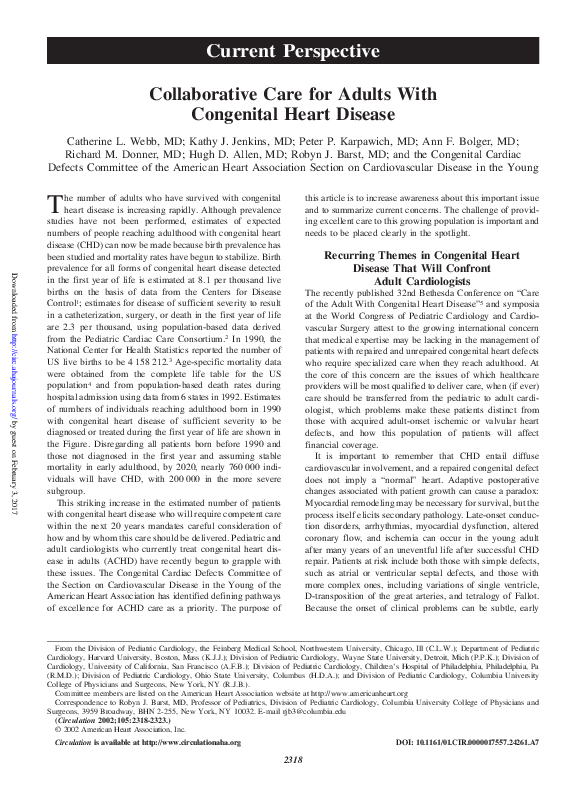 (PDF) Collaborative Care for Adults With Congenital Heart Disease