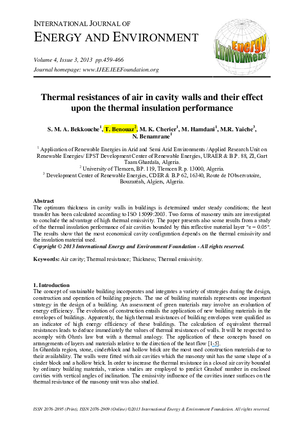(PDF) Thermal resistances of air in cavity walls and their effect upon ...