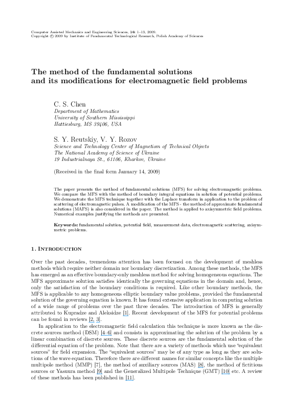 (PDF) The method of the fundamental solutions and its modifications for ...